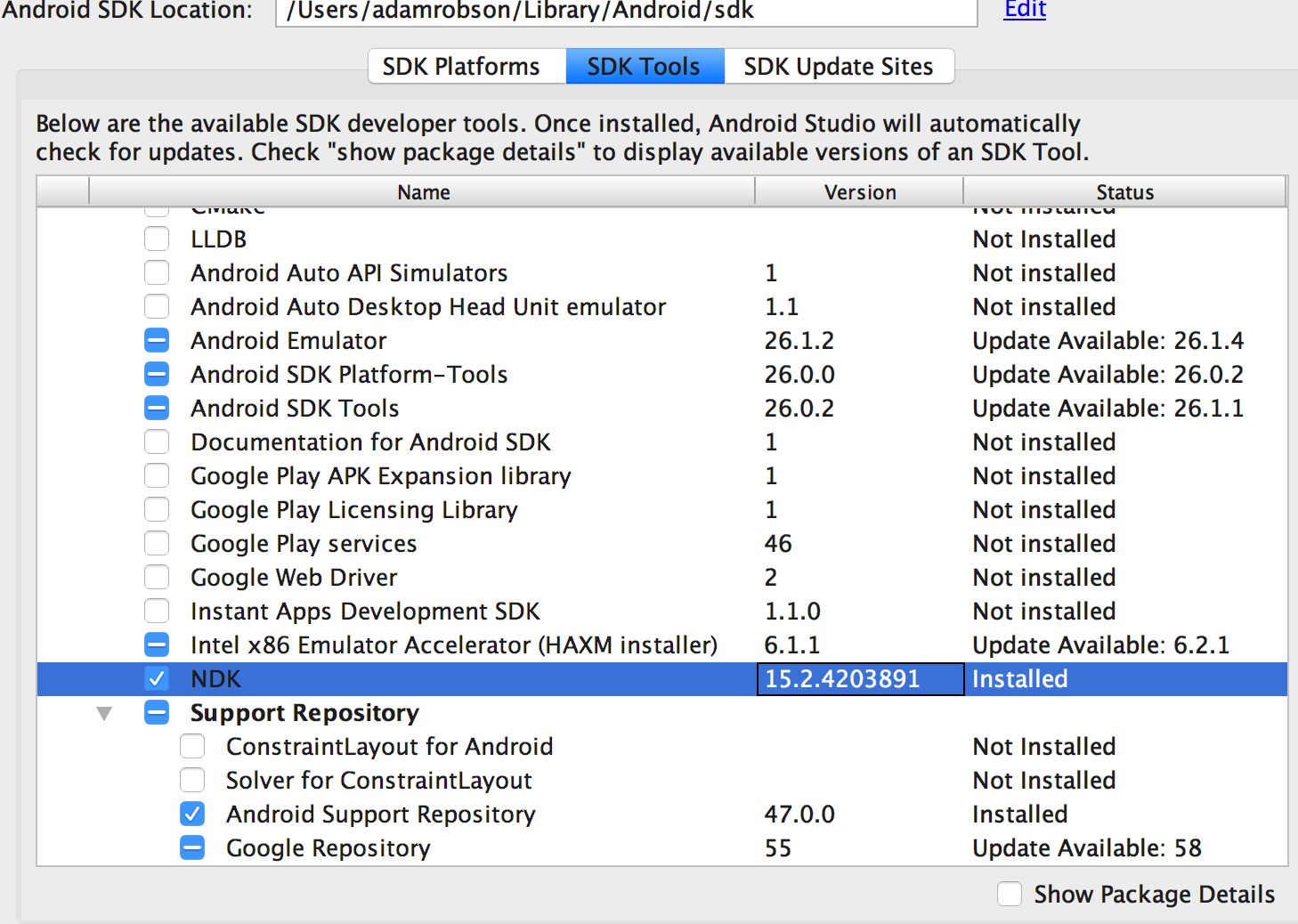 Что такое Android SDK C++. Sdk updates